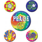 Lot de 5 badges - Hippie - Années 60