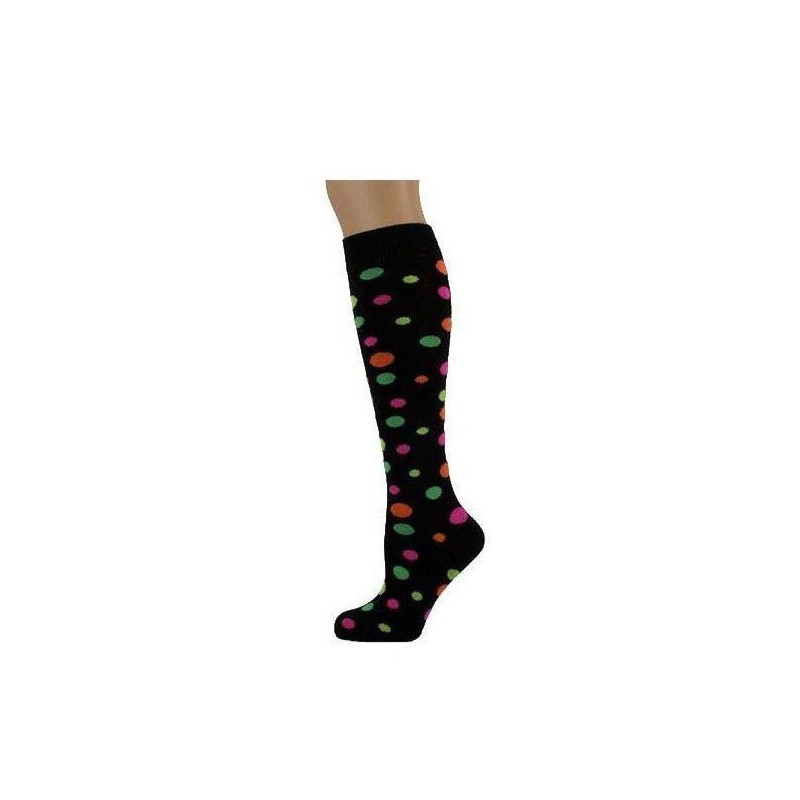 Chaussettes longues à pois multicolores
