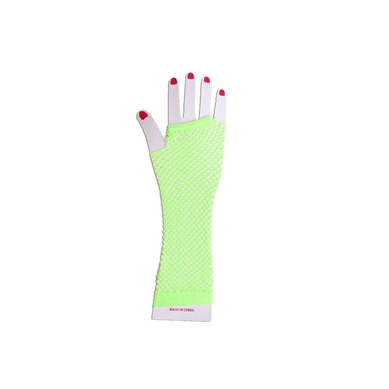 Mitaines longues à résilles vert fluo