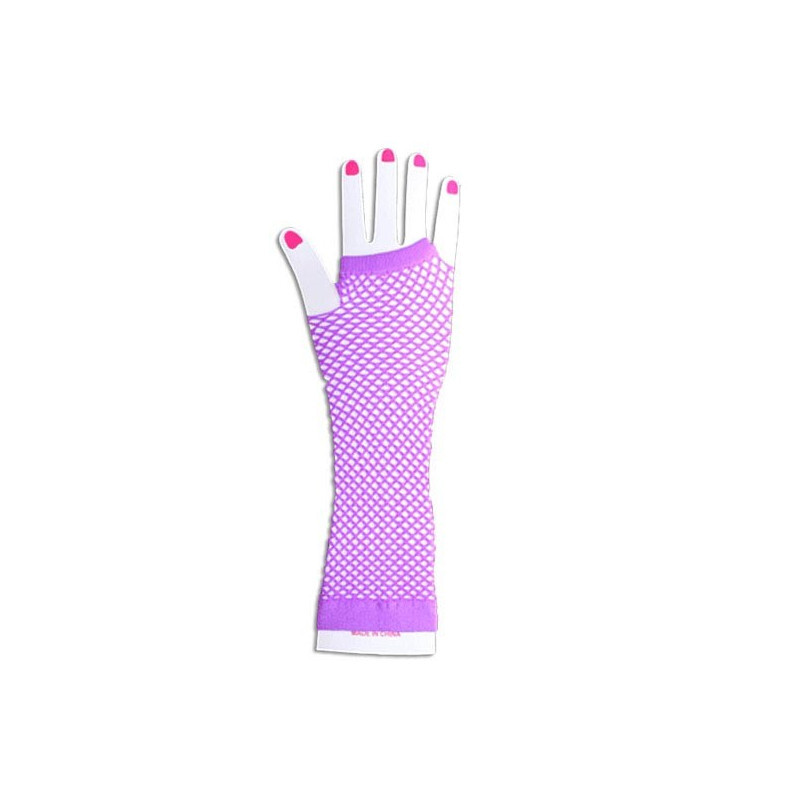 Mitaines longues à résilles violet
