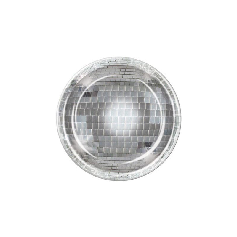Assiettes en carton : Boule à facettes Disco - Lot de 8