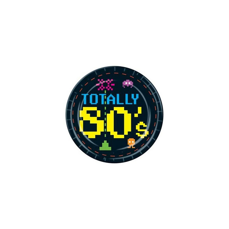 Assiettes en carton : Totally 80's - Lot de 8