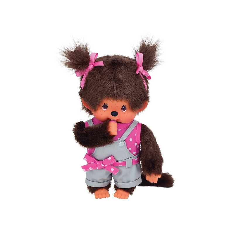Peluche Monchhichi - Fille Salopette Rose