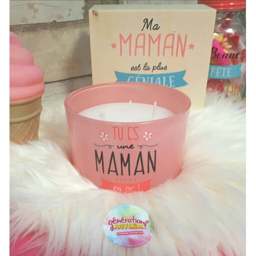 Bougie à trois mèches Maman en or - Cadeau Maman