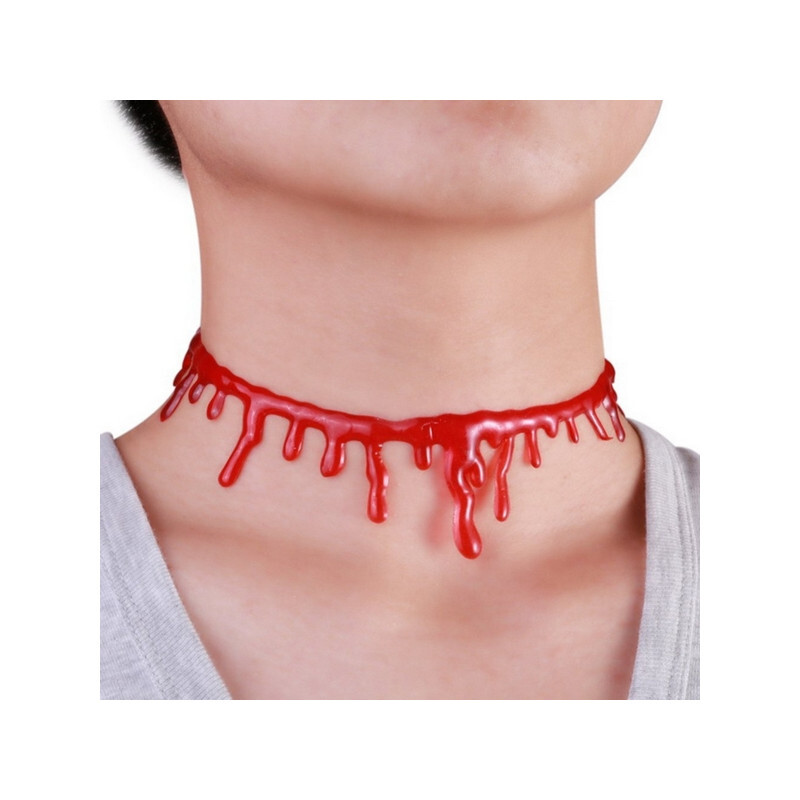 4 Colliers Ras Du Cou Goutte De Sang Pour Halloween - Rouge Vif, Plastique, Accessoire Déguisement - 8