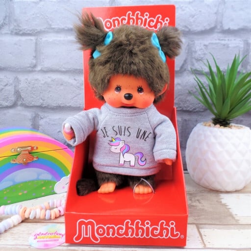 Peluche Monchhichi Kiki bavoir marinière (20 cm)