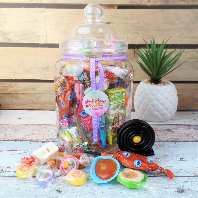 Bonbonnière en plastique remplie de bonbons des années 60 et 70 - Grand modèle