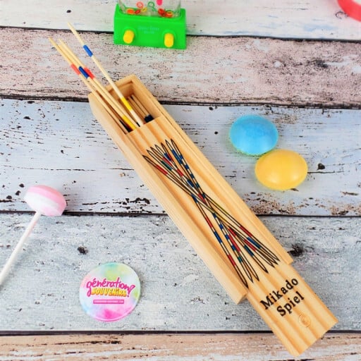 Jeu du mikado - Boîte en bois