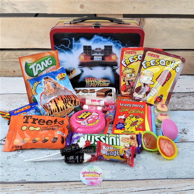 Boîte métal Retour Vers le Futur remplie de bonbons d'enfance
