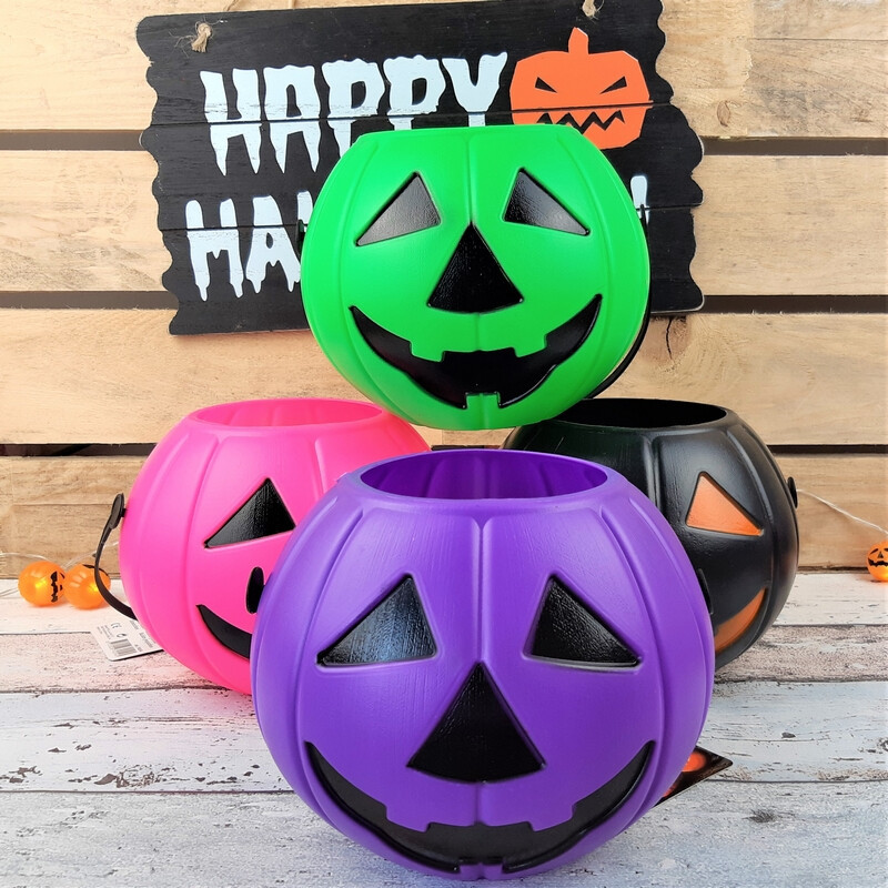 Seau Citrouille Halloween Avec Son Et Lumière | Panier Chasse Aux Bonbons | Décor Orange Lumineux