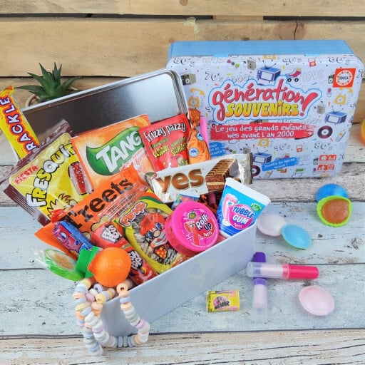 Coffret cadeau - Boîte de bonbons rétro et Boîte de jeu Génération Souvenirs