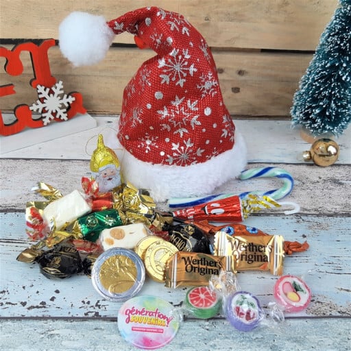 Bonnet de Noël rempli de friandises rétro