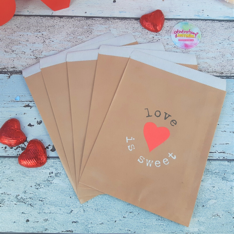 Sachet de bonbons Love is Sweet - Lot de 5