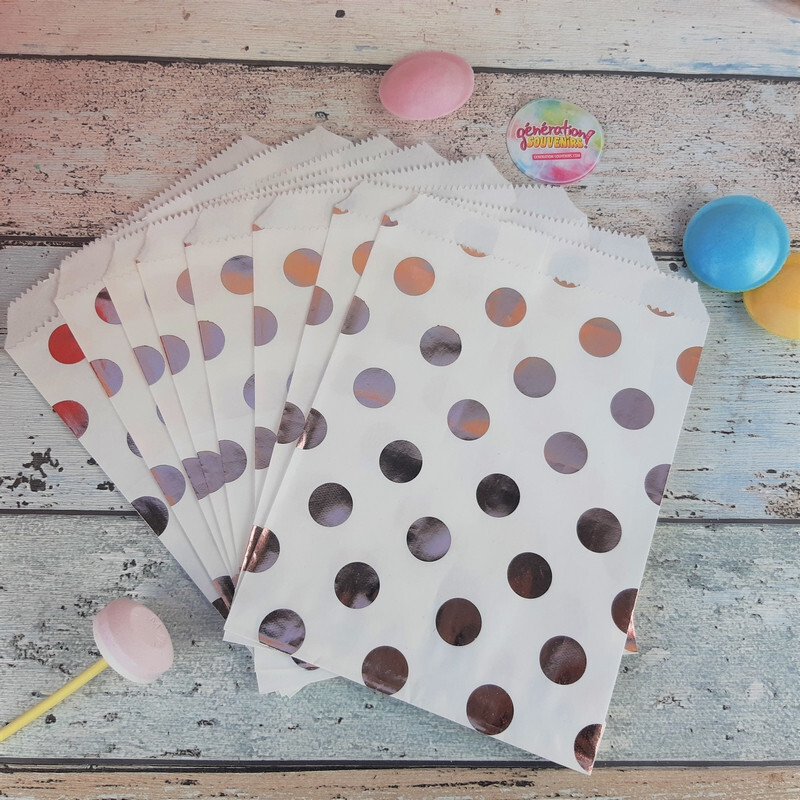 Sachet de bonbons blanc à pois - Lot de 8
