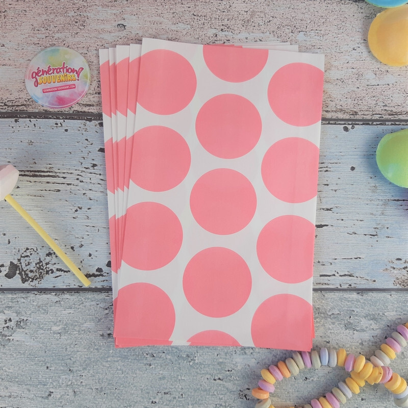 Sachet de bonbons rétro à pois rose - Lot de 10
