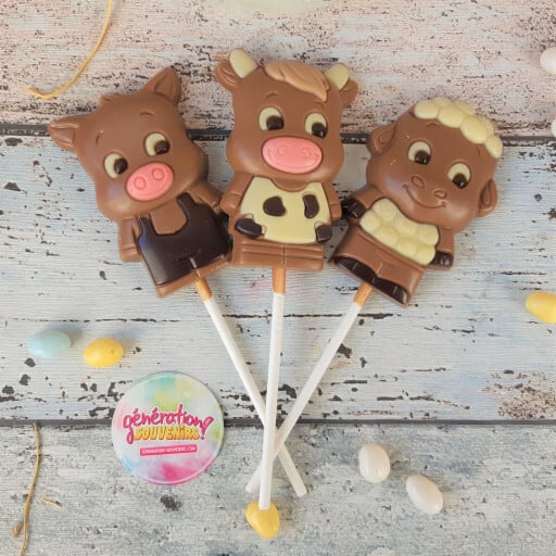 Sucette chocolat - Animaux de la ferme - Pâques