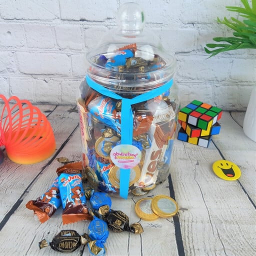 Bonbonnière remplie de chocolats rétro - Grand modèle