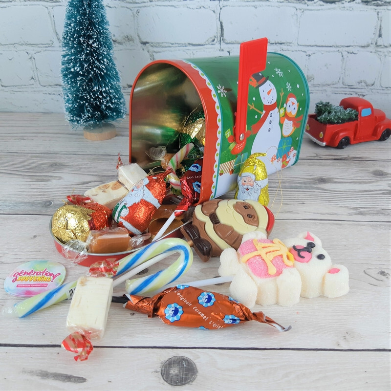 Boîte Cadeau De Noël En Fer Blanc - Forme Boîte Aux Lettres, 13,5x9x8,5 Cm, Pour Biscuits Et Bonbons - 8