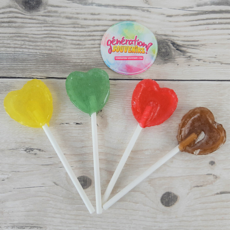 Sucette coeur colorée au fruit - Lot de 4