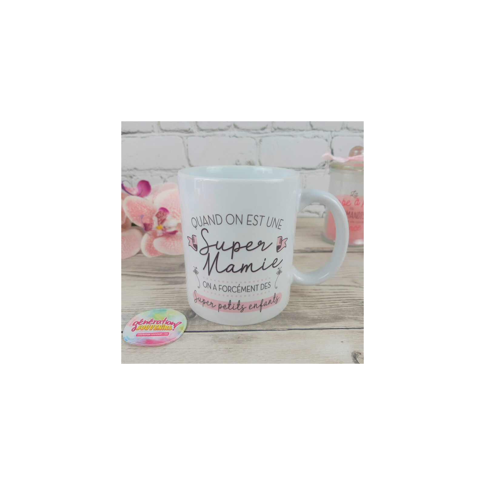 Mug "Super Mamie Que J'aime à La Folie" - Céramique Blanche - Neuf Sous Emballage - Parfait Pour Un Cadeau Personnalisé