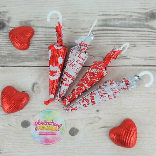 Parapluie au chocolat - Saint Valentin - Lot de 4