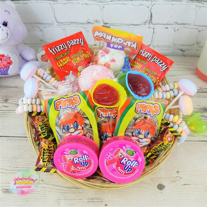 Panier de bonbons souvenirs des années 80 et 90 n°1