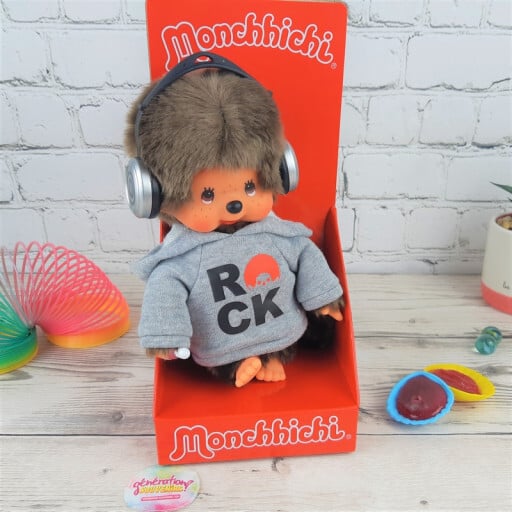 Peluche Monchhichi Kiki bavoir marinière (20 cm)