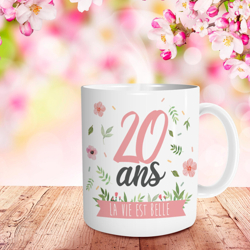 Mug 20 ans la vie est belle - Cadeau anniversaire