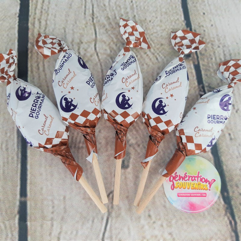 Sucettes Pierrot Gourmand - Caramel - Lot de 5