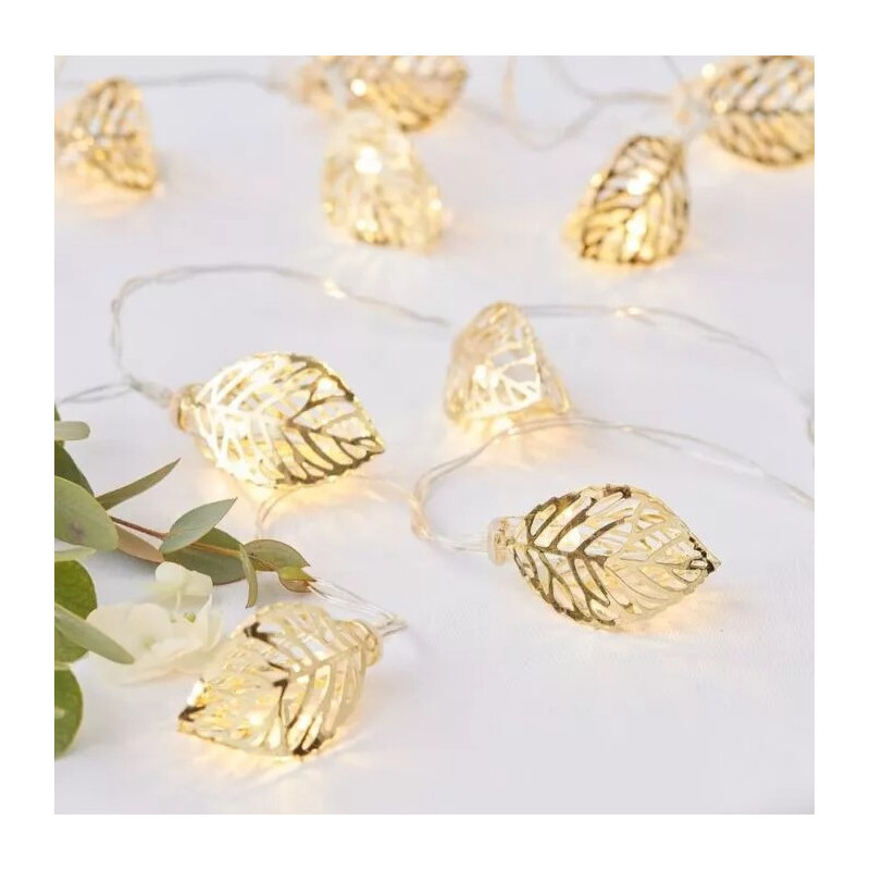 Guirlande Feuilles Artificielles 20m - Ruban Décoration Or - Pour Mariage, Fêtes Et DIY - 2 Rouleaux De 10m