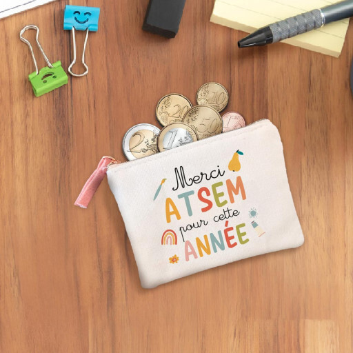 STC - Porte-Monnaie Gaze Blanc Atsem 13x10CM - Enfants - Jeunes Adultes - Femme - Coton - Wallet - Portefeuille - Classique - Slim - Enveloppe