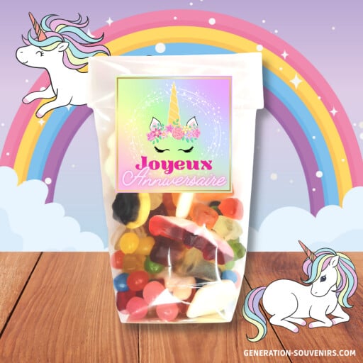 Sachet de bonbons anniversaire Haribo - Licorne - 150g