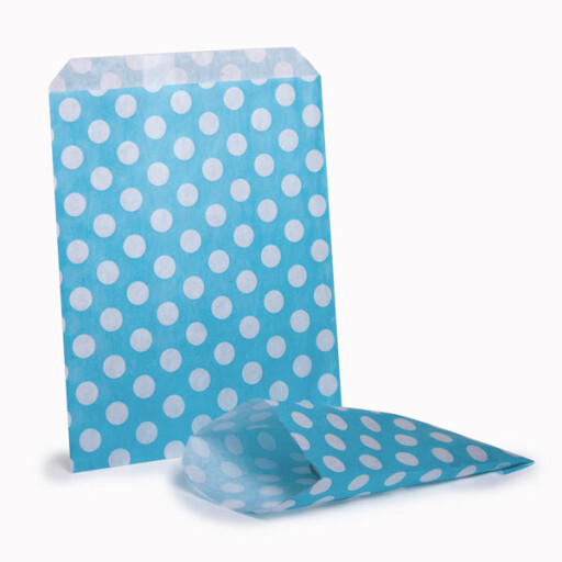 Sachet de bonbon rétro bleu ciel à pois blancs
