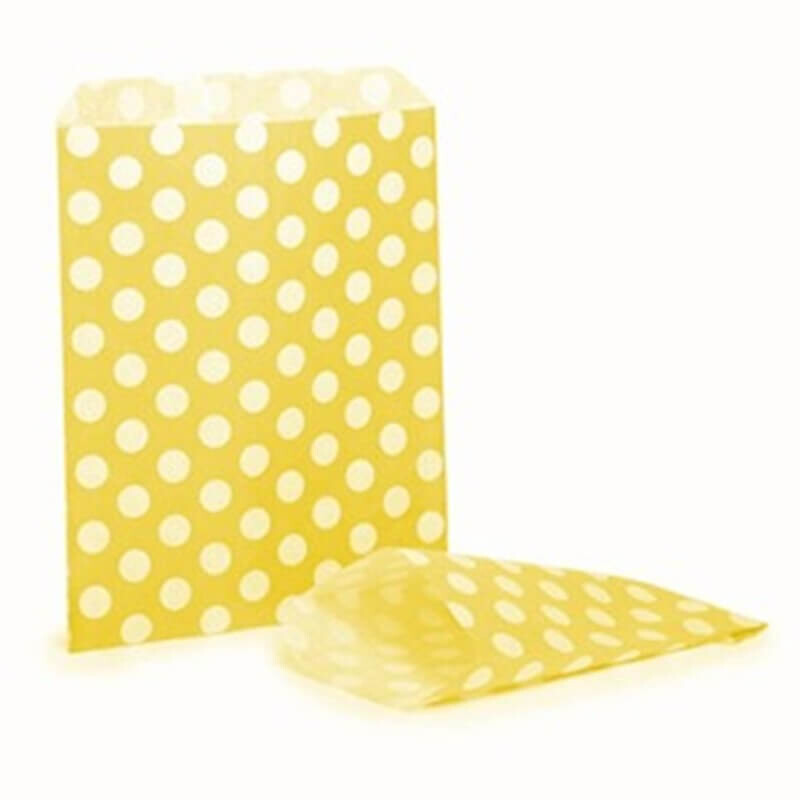 Sachet de bonbon rétro jaune à pois blancs - Lot de 10