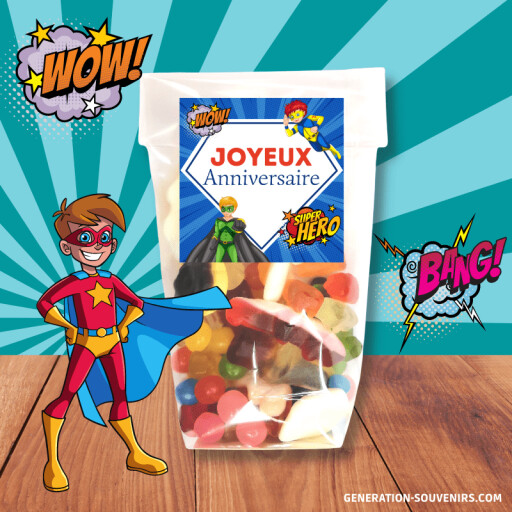 Sachet de bonbons anniversaire Haribo - Super-Héros - 150g