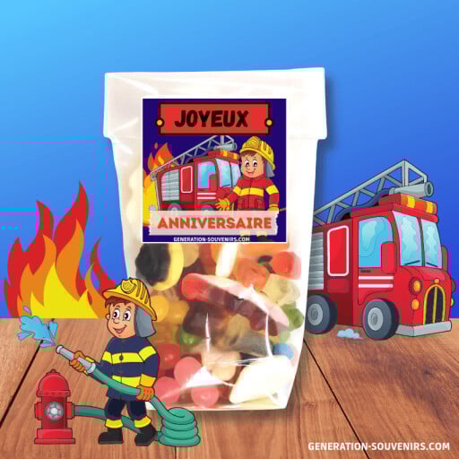 Sachet de bonbons anniversaire Haribo - Pompier - 150g