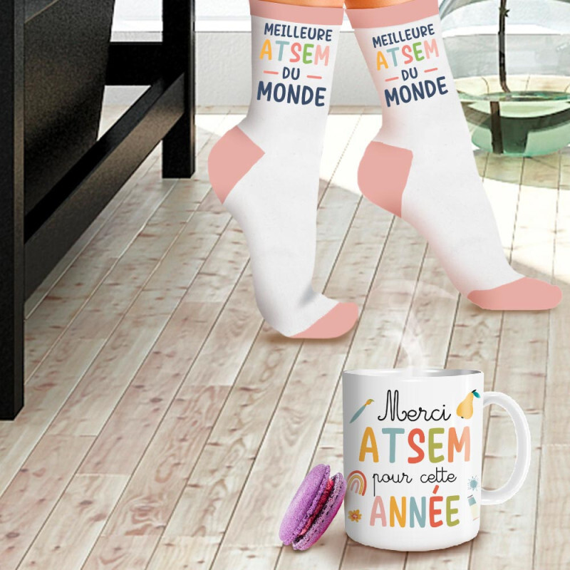 Coffret cadeau mug et chaussettes - ATSEM