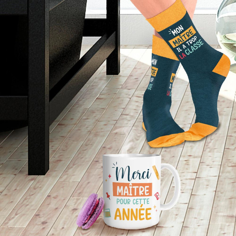 Coffret cadeau mug et chaussettes - Maitre
