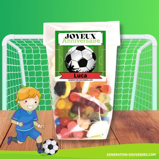 Sachet de bonbons anniversaire Haribo - Football - 150g - A personnaliser