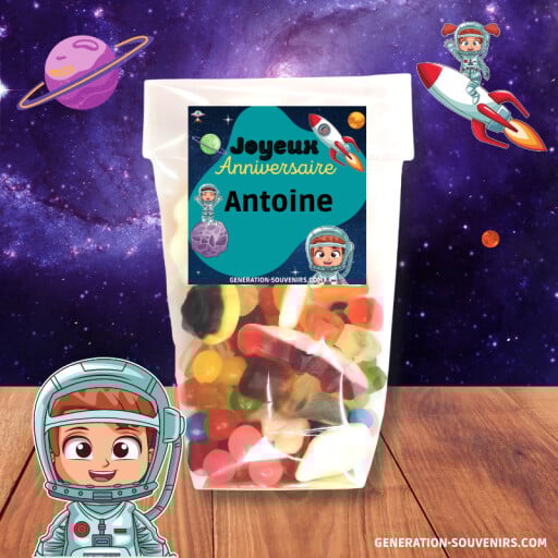 Sachet de bonbons anniversaire Haribo - Espace - 150g - A personnaliser