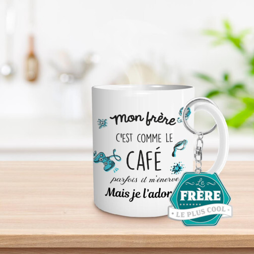 Coffret cadeau mug et porte-clés Frère