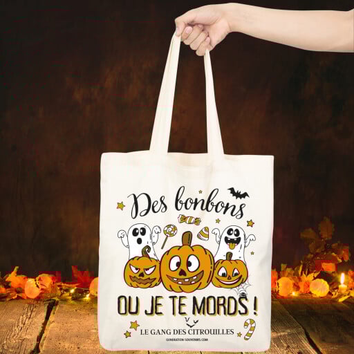 Sac cabas Halloween - Des bonbons ou je te mords