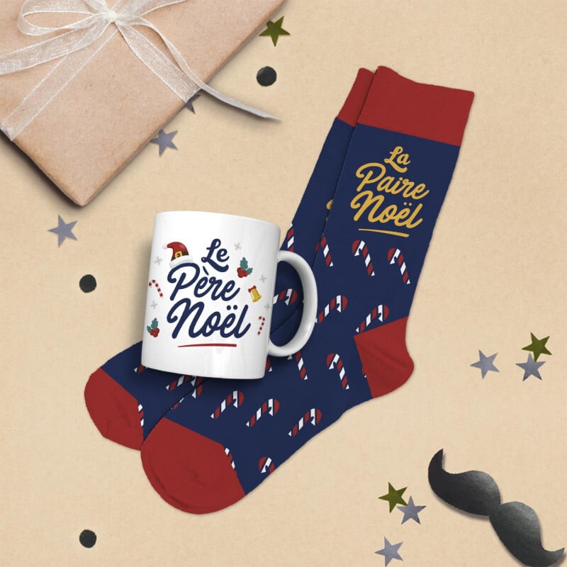 Coffret cadeau mug et chaussettes - Père Noël