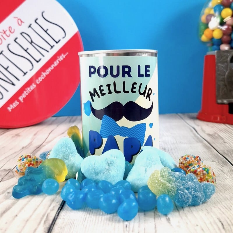 Boîte de conserve remplie de bonbons anciens - Meilleur Papa