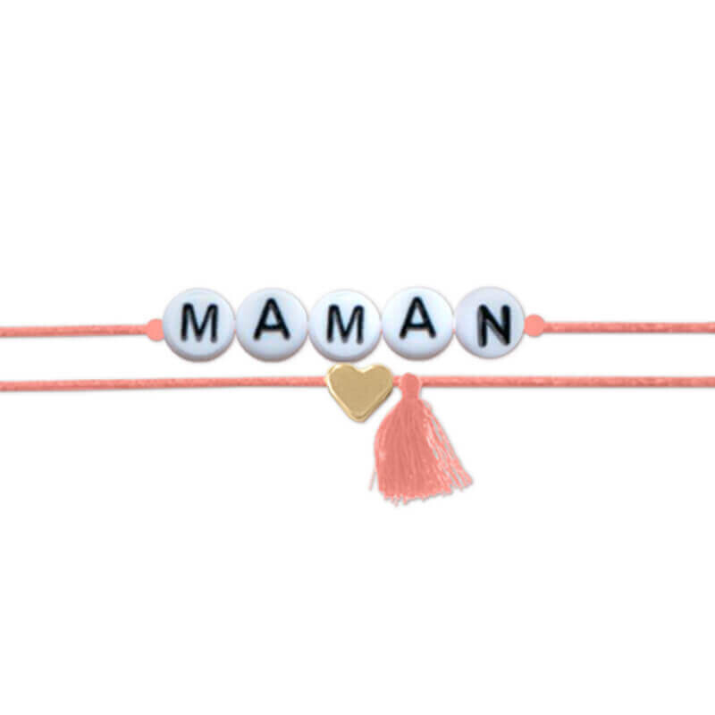 Bracelet Maman En Pierre Zébrée Rose - Cadeau Original Pour Fête Des Mères, Noël Ou Anniversaire