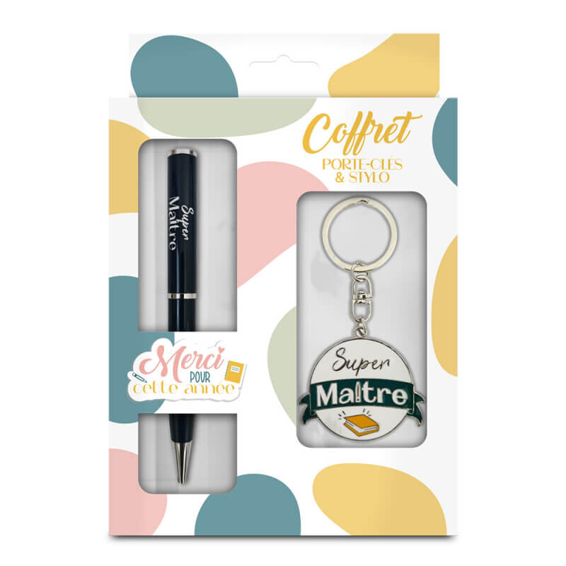 Coffret Cadeau Super Papy - Stylo Et Porte-clés Personnalisés - 3
