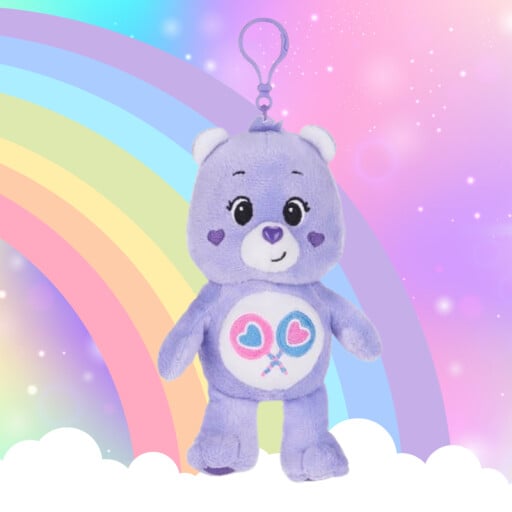 Peluche Bisounours violet avec attache - Groscadeau - Tougentille - 15 cm