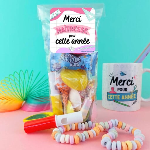 Sachet bonbon années 80 et 90 - Merci Maîtresse