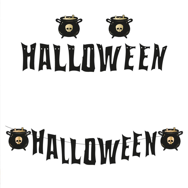 Guirlandes Décoratives Halloween VIKY® - 18 Corbeaux + 2 Rubans - 7 Styles Brillants Pour Porte, Mur, Fête - 10