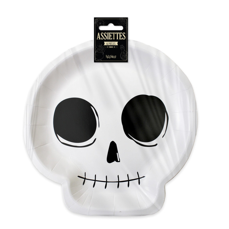 Déco Table Jour Des Morts - 64 Pièces : Assiettes, Serviettes, Gobelets En Carton Tête De Mort - Fête Halloween - 4